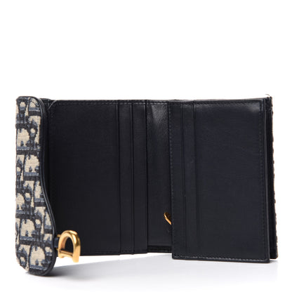 Christian Dior Oblique Saddle Lotus Wallet Blue 5 of 7