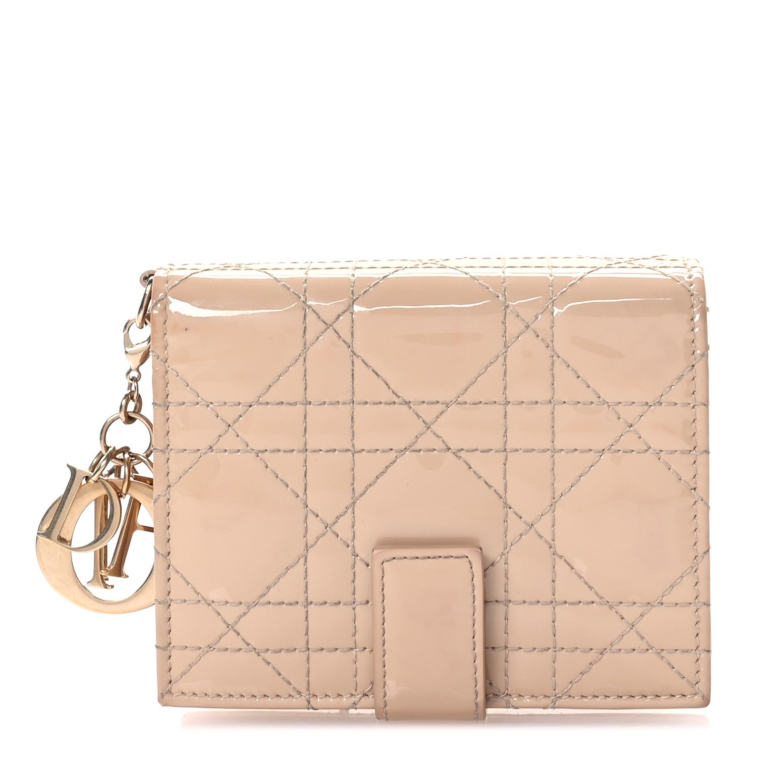 Christian Dior Patent Cannage Lady Dior Eden Wallet  Beige 1 of 7