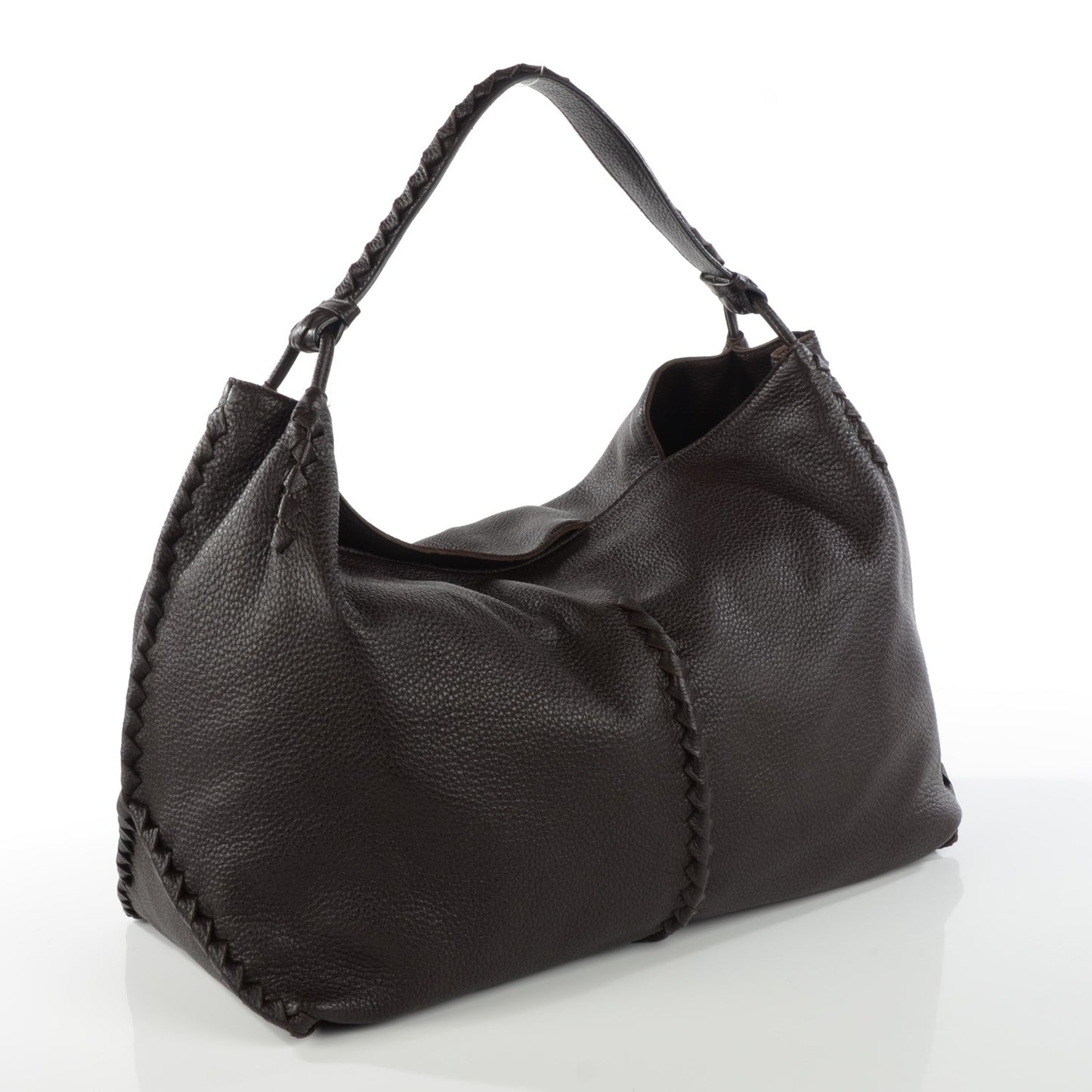 Washed Cervo Deerskin Large Hobo Ebano
