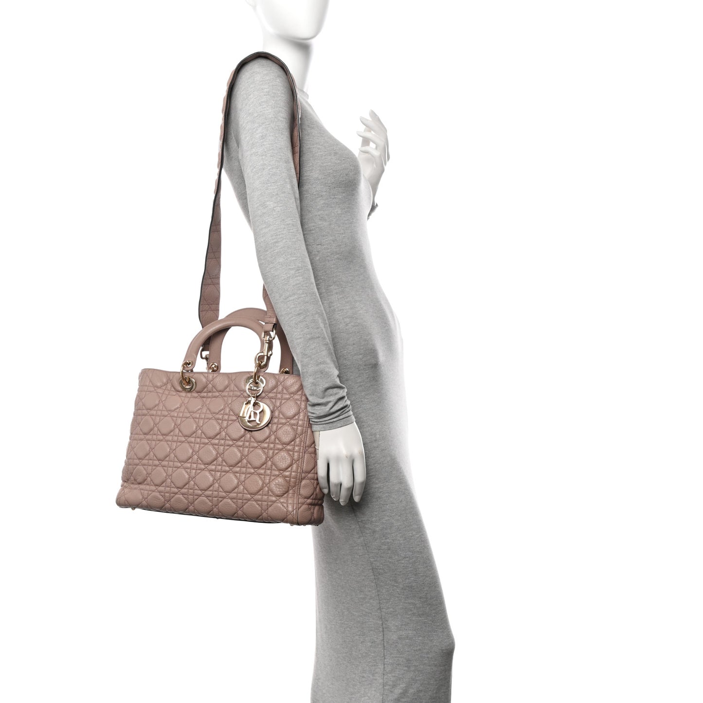 Grained Calfskin Cannage Large Lady Dior Light Pink