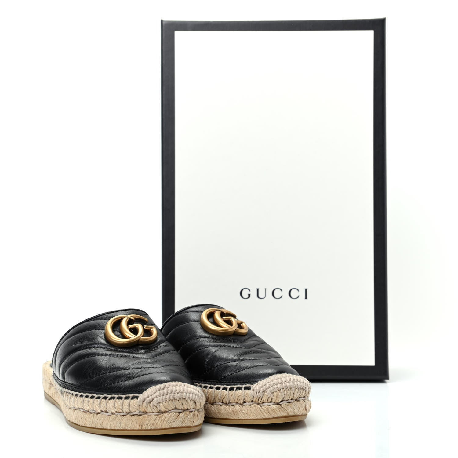 Gucci Nappa Matelasse GG Marmont Espadrille Slippers 35.5 Black 11 of 11