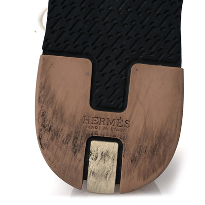 Hermes Technical Canvas Goatskin Womens Addict Sneakers 38.5 Multicolor Rose Dore 8 of 16