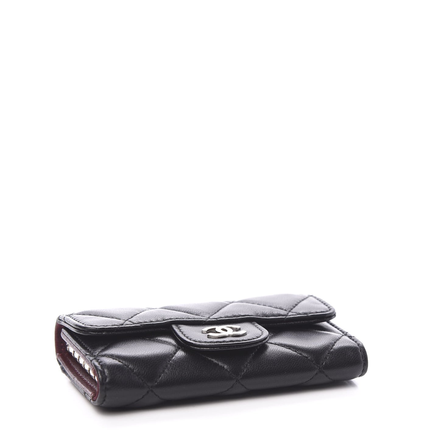Lambskin Quilted 6 Key Holder Black
