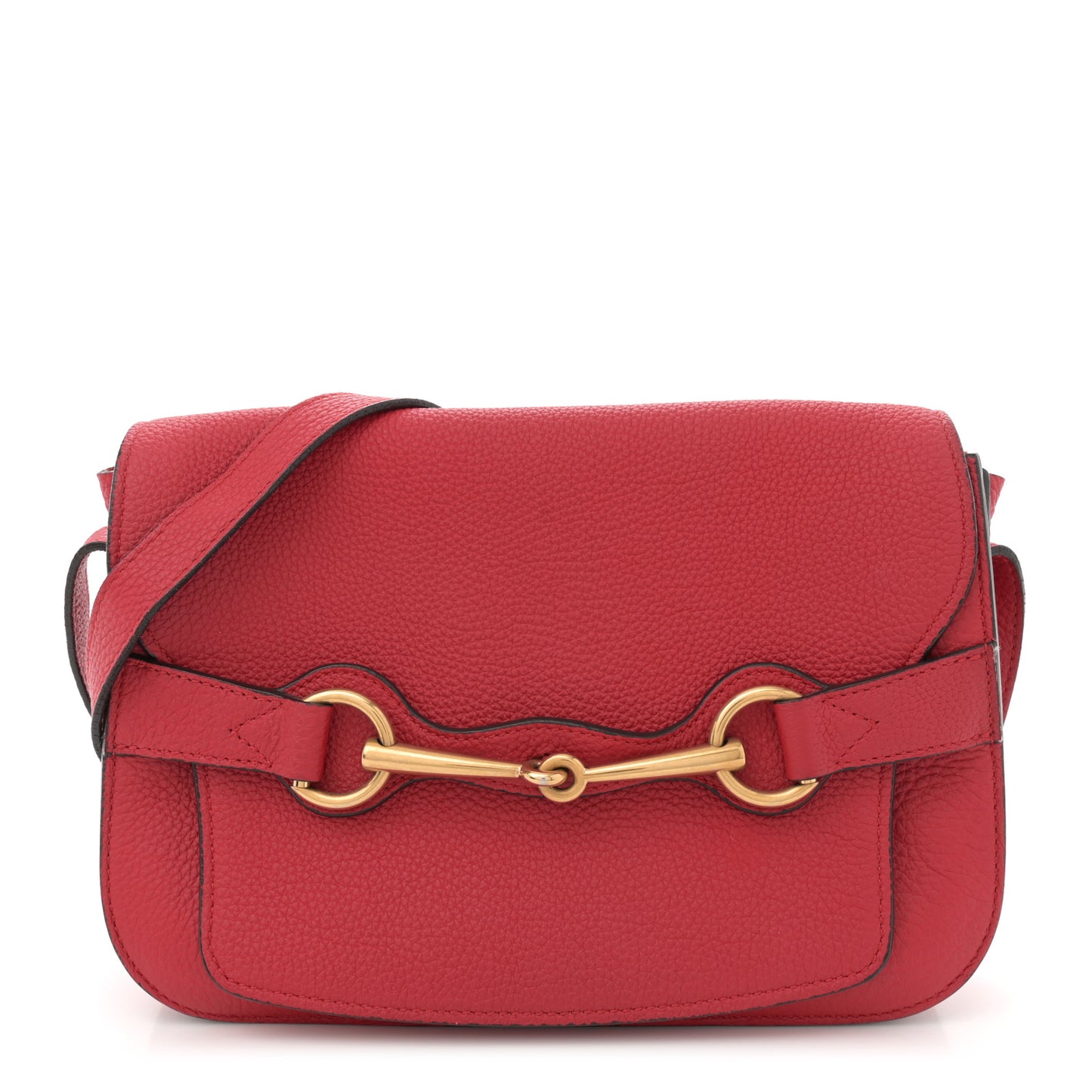 Grained Calfskin Large Bright Bit Flap Bag Red