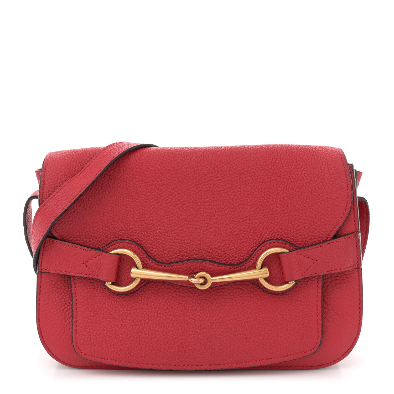 Gucci Grained Calfskin Large Bright Bit Flap Bag Red 1 of 13