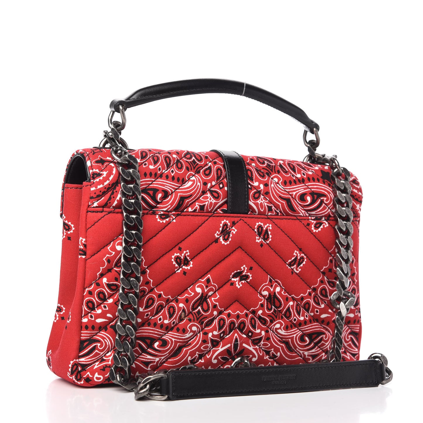 Canvas Bandana Matelasse Chevron Medium College Bag Red