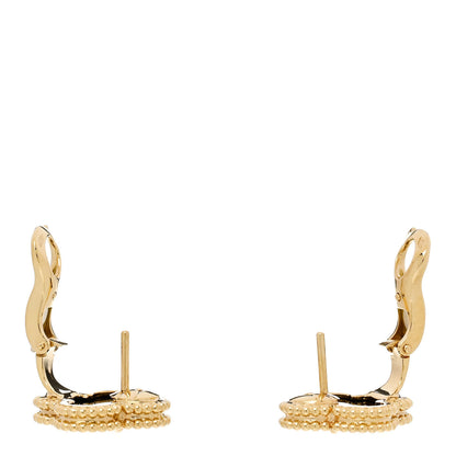 Van Cleef & Arpels 18k Yellow Gold Black Onyx Vintage Alhambra Earrings 3 of 4