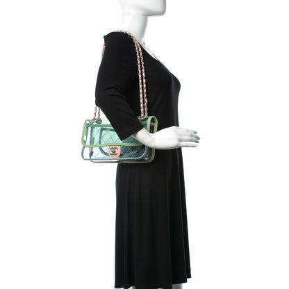 Chanel Lambskin PVC Quilted Medium Coco Splash Flap Blue Green 2 of 10