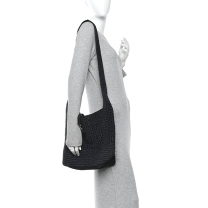 Saint Laurent Raffia Monogram Le 5 A 7 Medium Tote Black 2 of 11