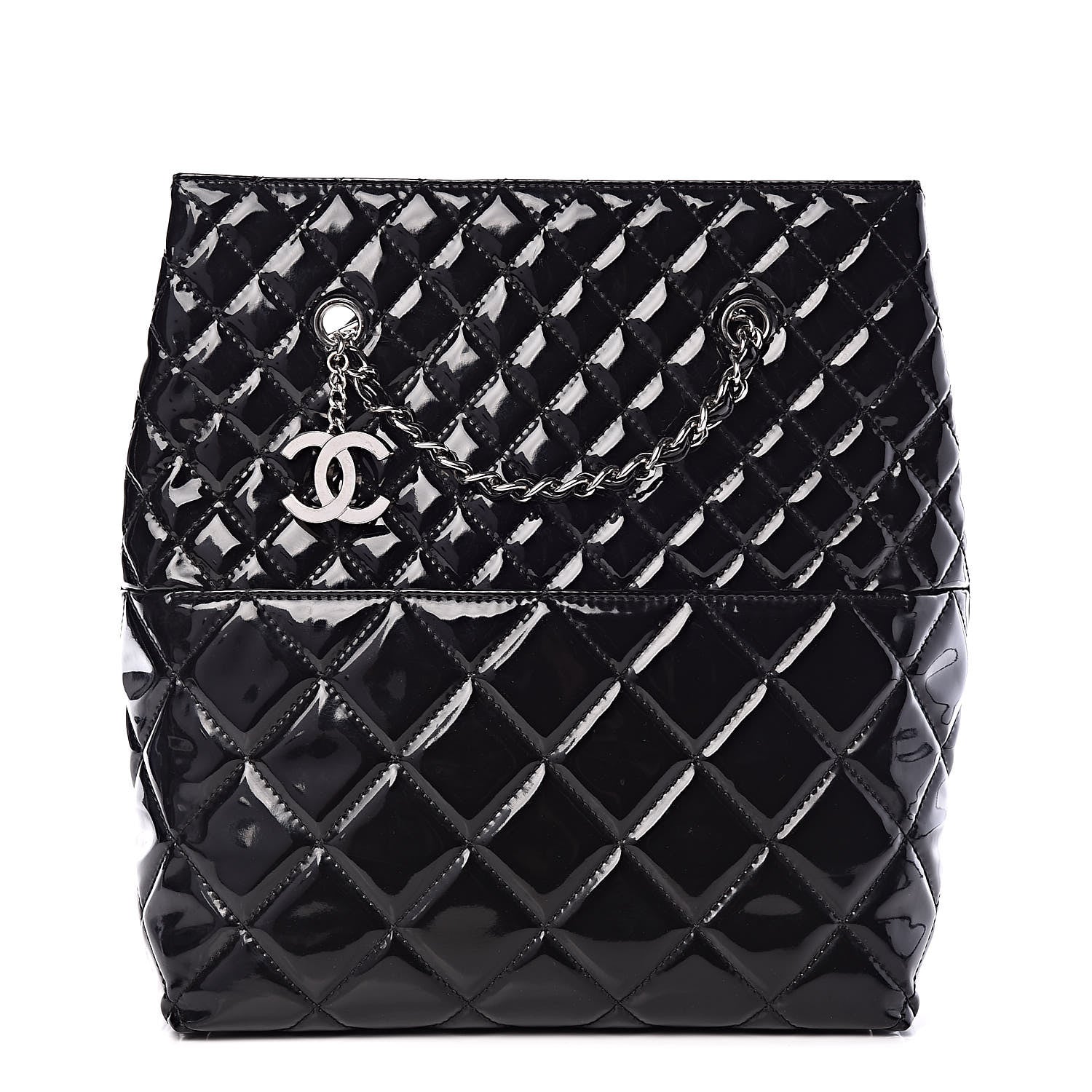 Chanel Vinyl Quilted In The Business North South Tote Black 1 of 9