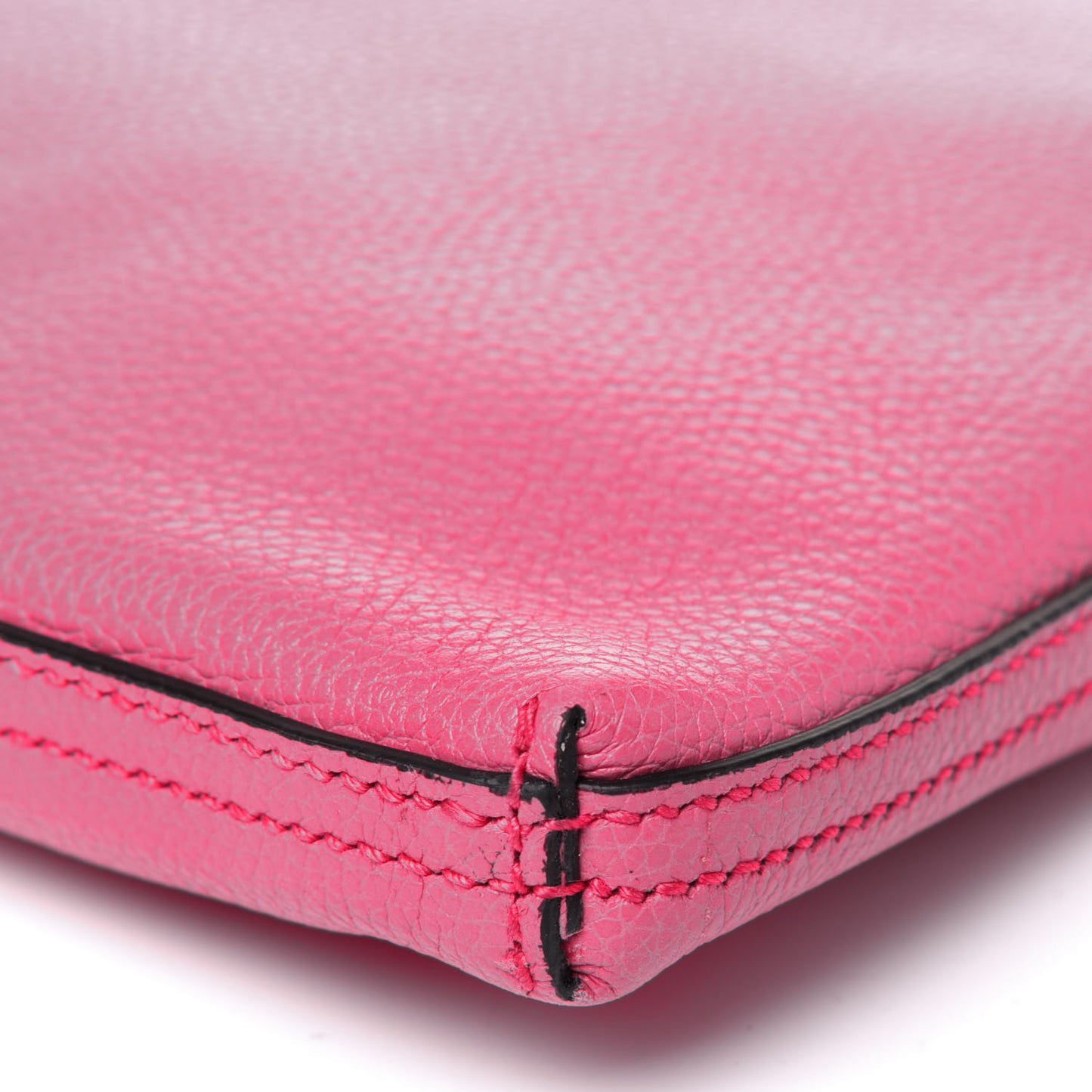 Pebbled Calfskin Medium Logo Portfolio Clutch Box Pink Green
