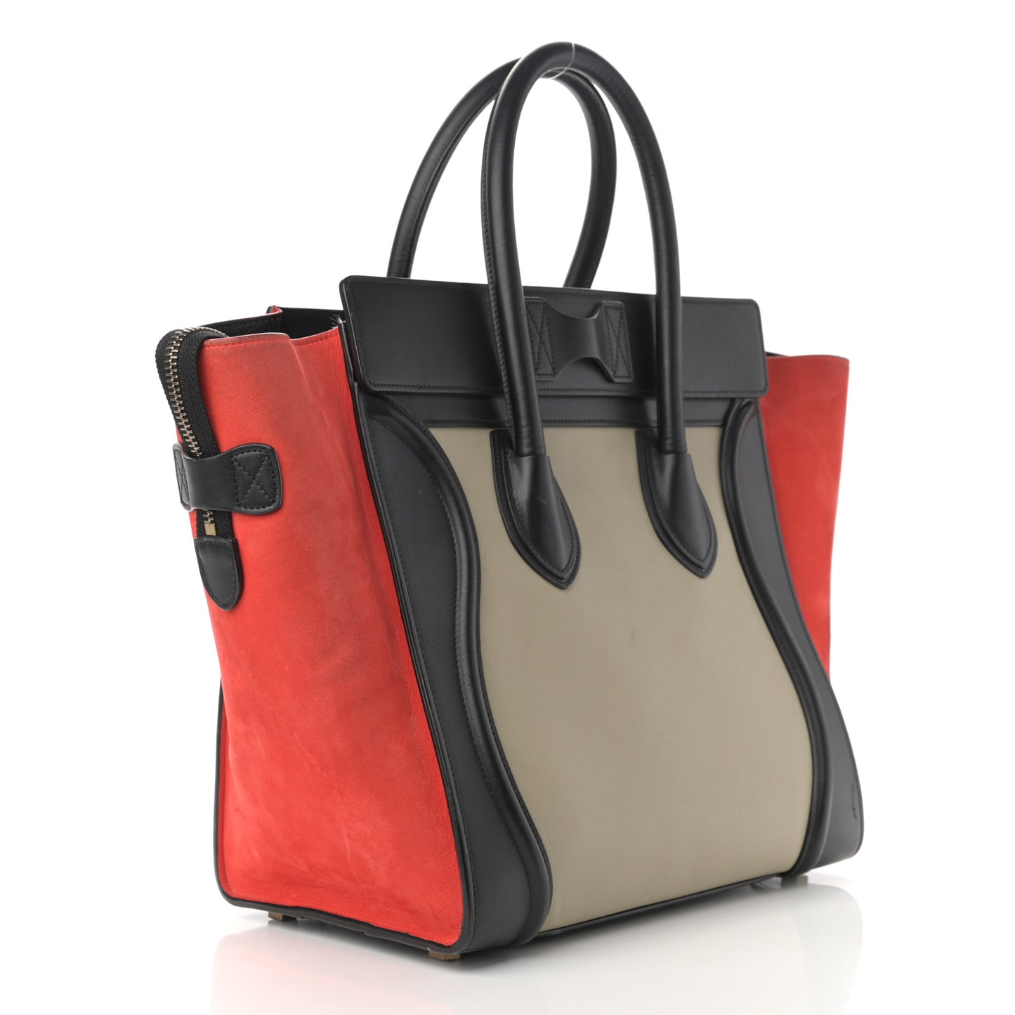 Smooth Calfskin Nubuck Mini Tri-Color Luggage Alizarin