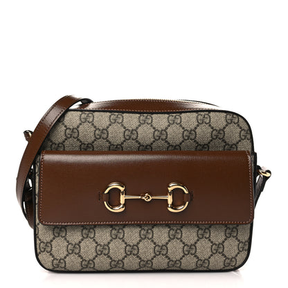 Gucci GG Supreme Monogram Small Horsebit 1955 Shoulder Bag Beige Brown Sugar 1 of 9