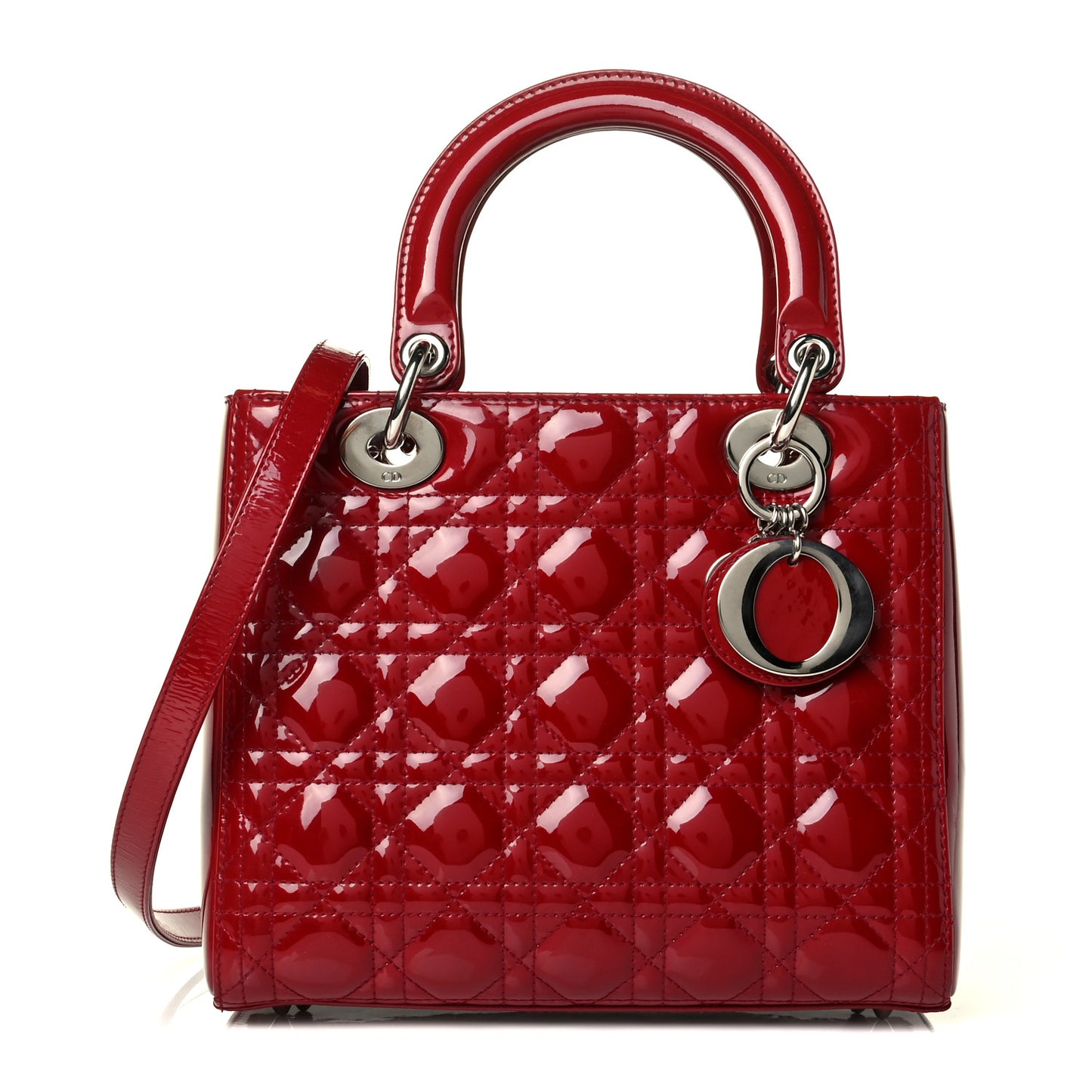Patent Cannage Medium Lady Dior Red