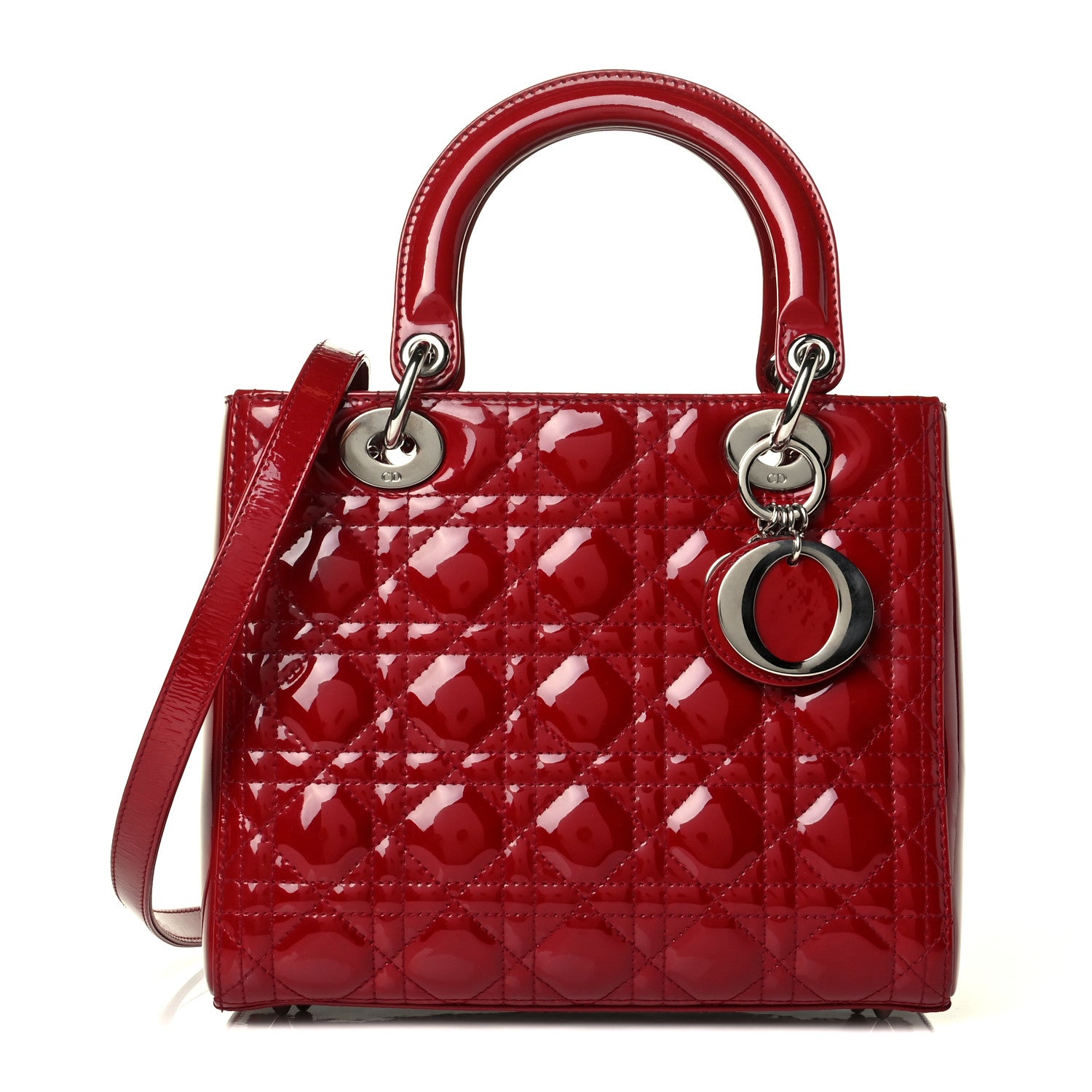 Christian Dior Patent Cannage Medium Lady Dior Red 1 of 7