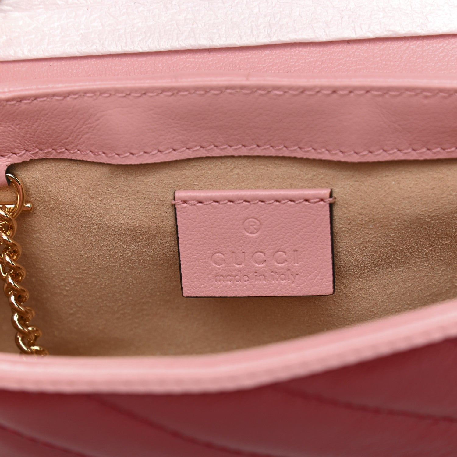 Gucci Azalea Calfskin Enamel Matelasse Diagonal Super Mini Torchon GG Marmont Shoulder Bag New Cherry Red Wild Rose 6 of 11