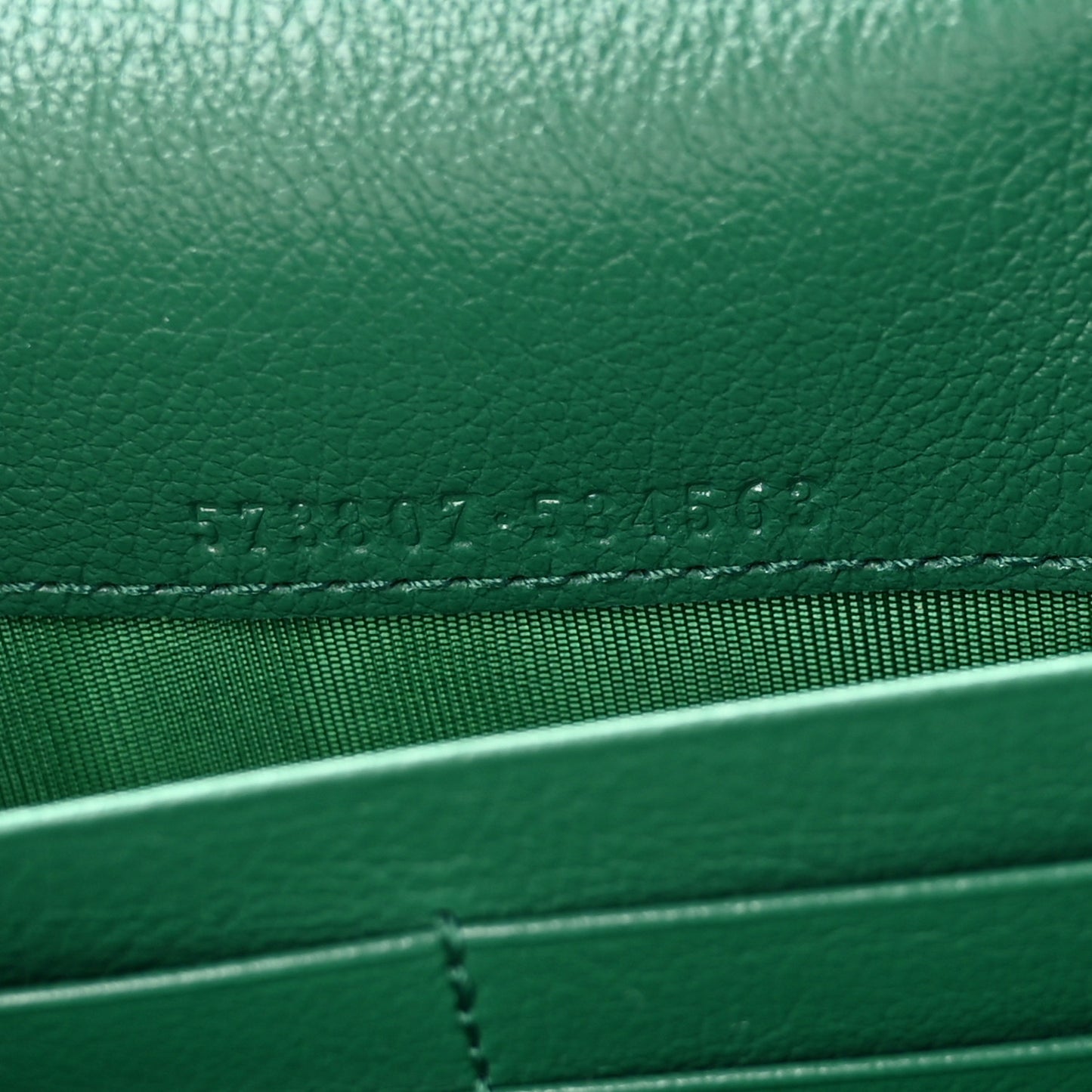 Azalea Calfskin Enamel Matelasse Diagonal Torchon GG Marmont Chain Wallet New Shamrock Emerald