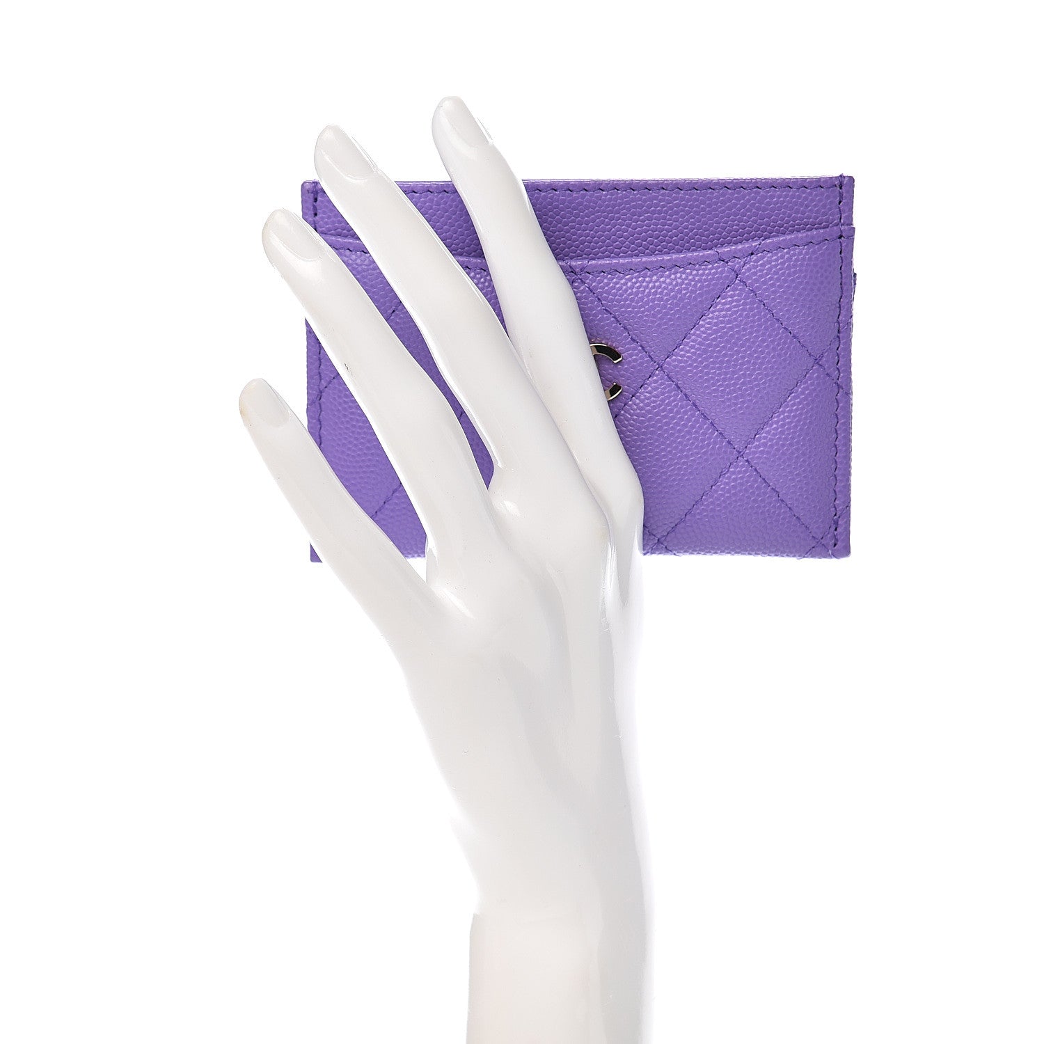 Chanel Caviar Quilted Card Holder Purple 2 of 9