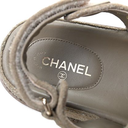 Chanel Suede Calfskin Velcro Dad Sandals 38 Beige 5 of 8