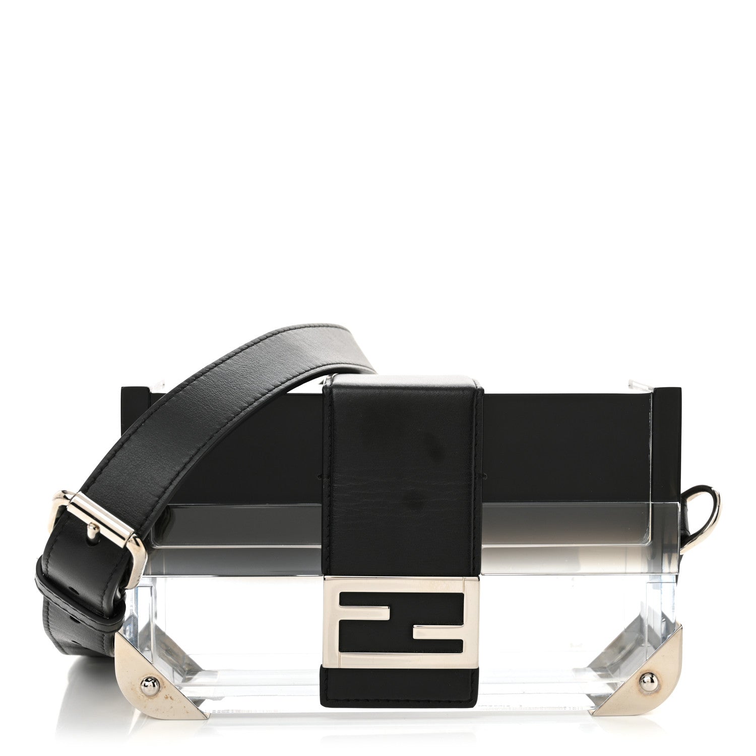 Fendi Plexiglass Vitello Mini Baguette Trunk Black Transparent 1 of 11