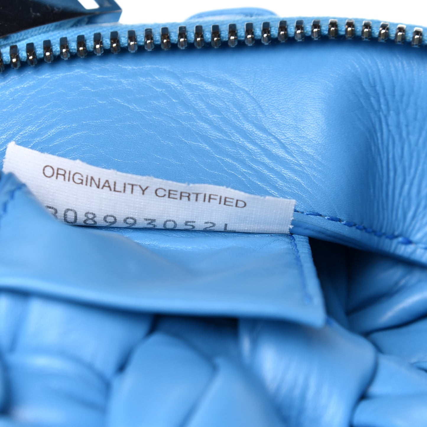 Paper Calfskin Intrecciato Banana Shoulder Bag Blue