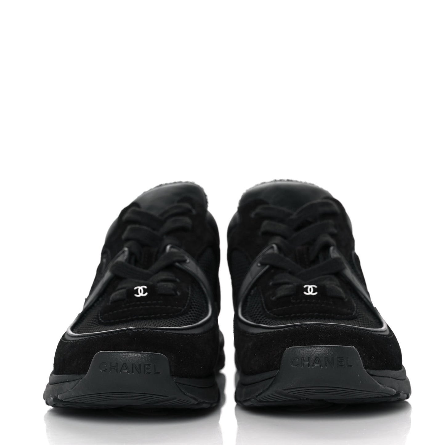 Fabric Calfskin Suede CC Sneakers 38 Black
