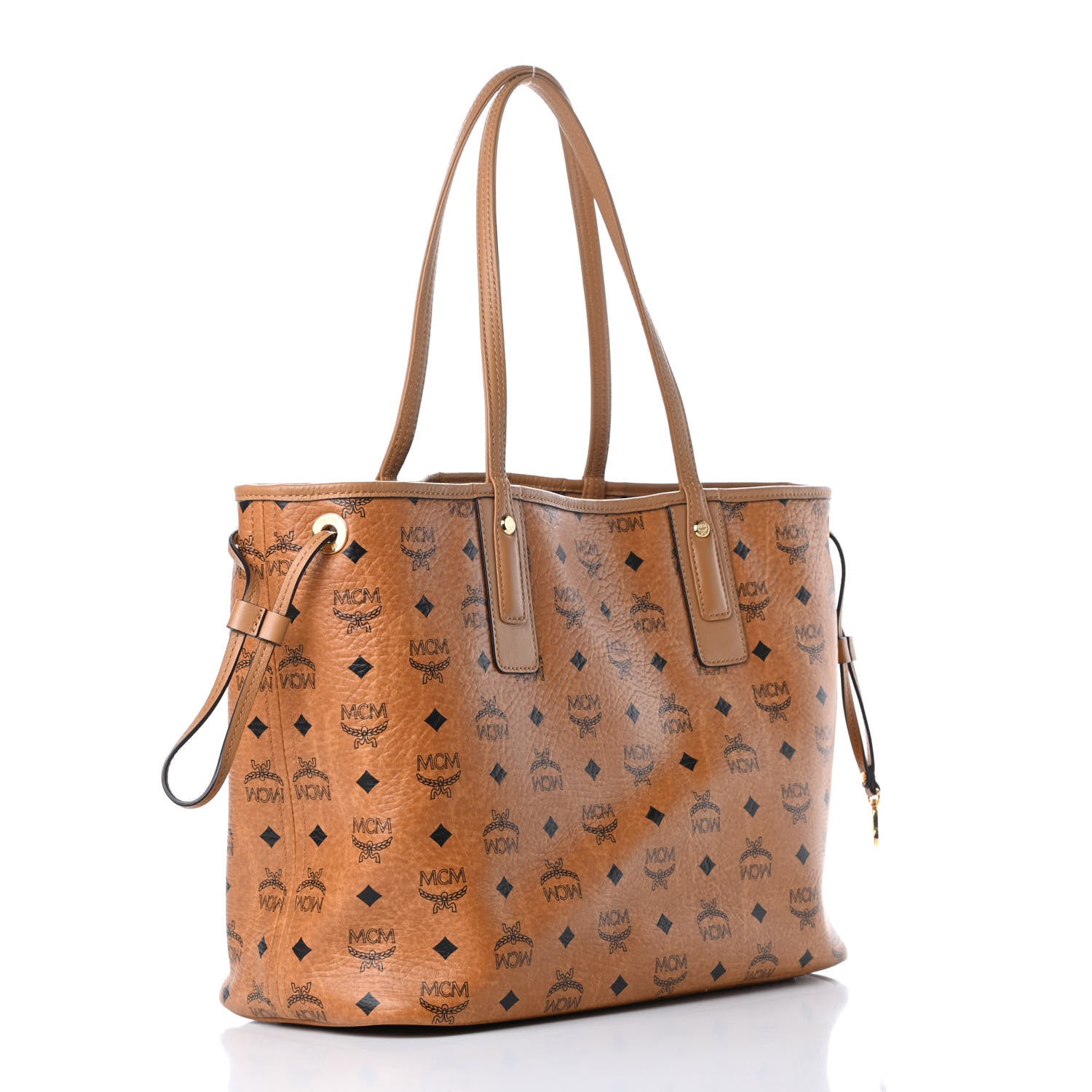 MCM Visetos Medium Liz Reversible Shopper Tote Cognac 5 of 15