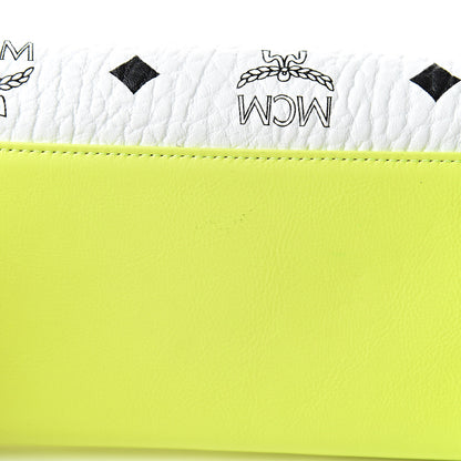 MCM Visetos Grained Calfskin Wilder Flap Wallet White Green 9 of 11