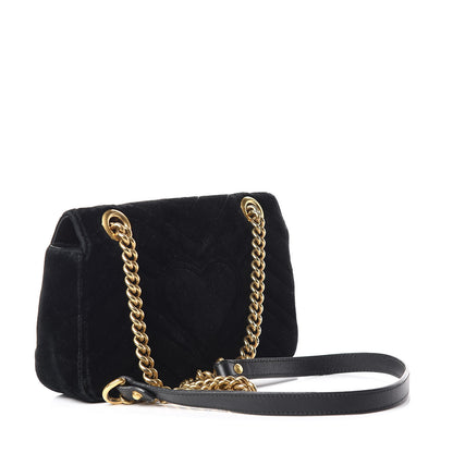 Gucci Velvet Matelasse Mini GG Marmont Shoulder Bag Black 3 of 21