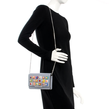 Fendi Vitello Liberty Studded Tube Wallet On Chain Ardesia Multicolor 2 of 7