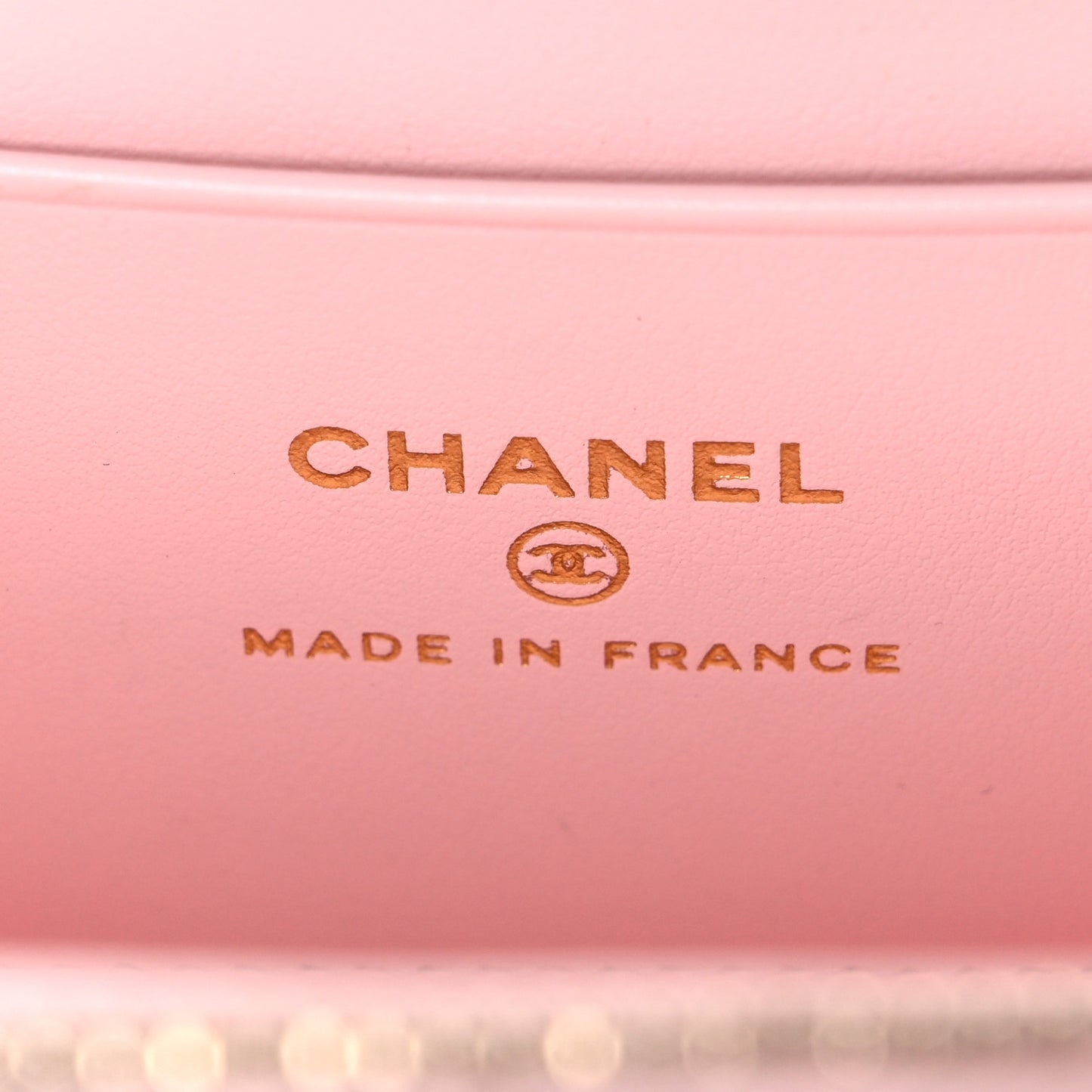 Lambskin Quilted Small Pearl Crush Vanity Case With Chain Light Pink