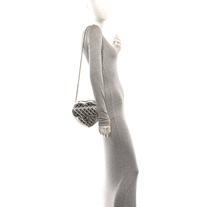 Chanel Metallic Lambskin Quilted Large CC In Love Heart Bag Silver 2 of 11