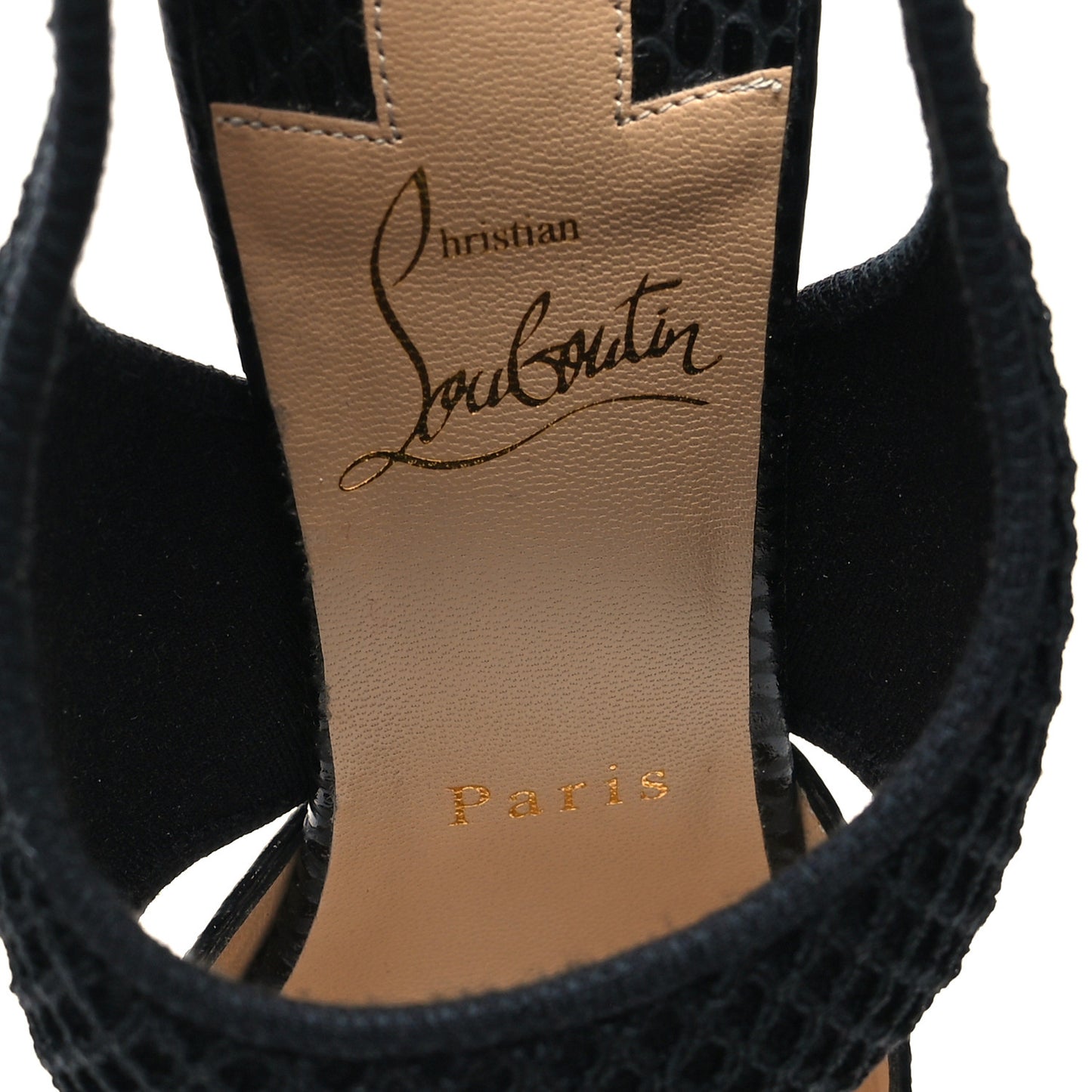 Calfskin Mesh Snakeskin Embossed Georgette 85 Sandals 39.5 Black