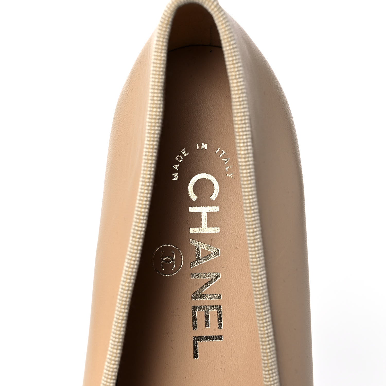 Chanel Lambskin CC Cap Toe Ballerina Flats 36 Beige Black 7 of 9