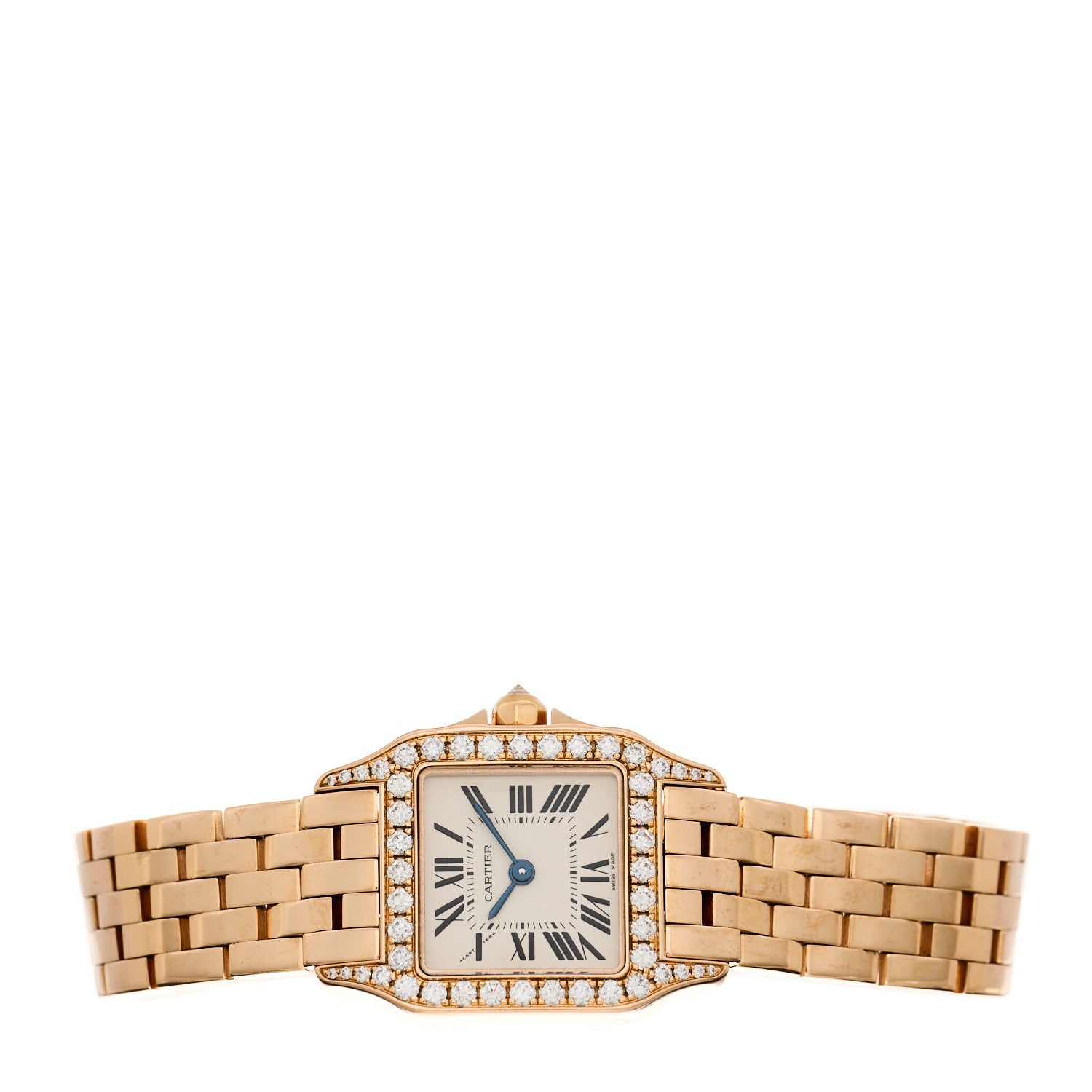 Cartier 18K Pink Gold Diamond Bezel 20mm Santos Demoiselle Quartz Watch 2 of 5