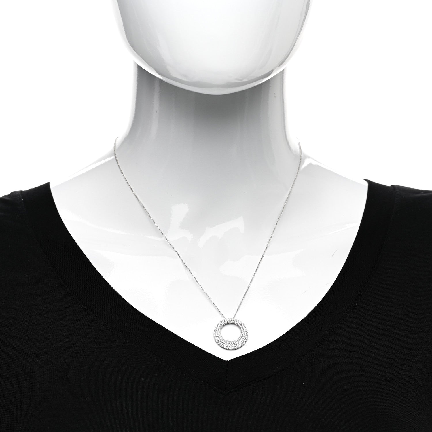 Roberto Coin 18K White Gold Diamond 20mm Scalare Necklace 2 of 4