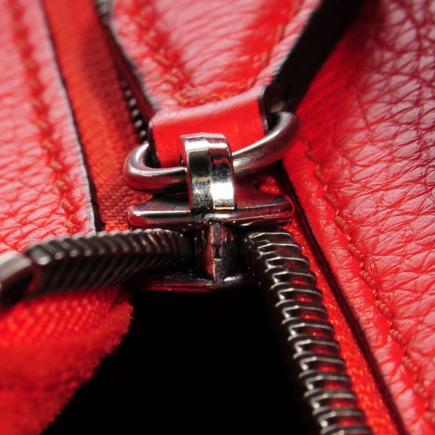 Drummed Calfskin Nano Luggage Vermillion