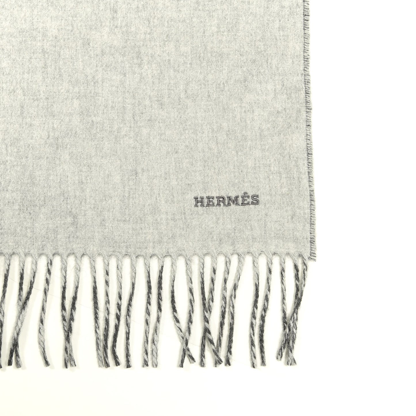 Cashmere Recto Verso Muffler Gris Clair Chiné Flanelle