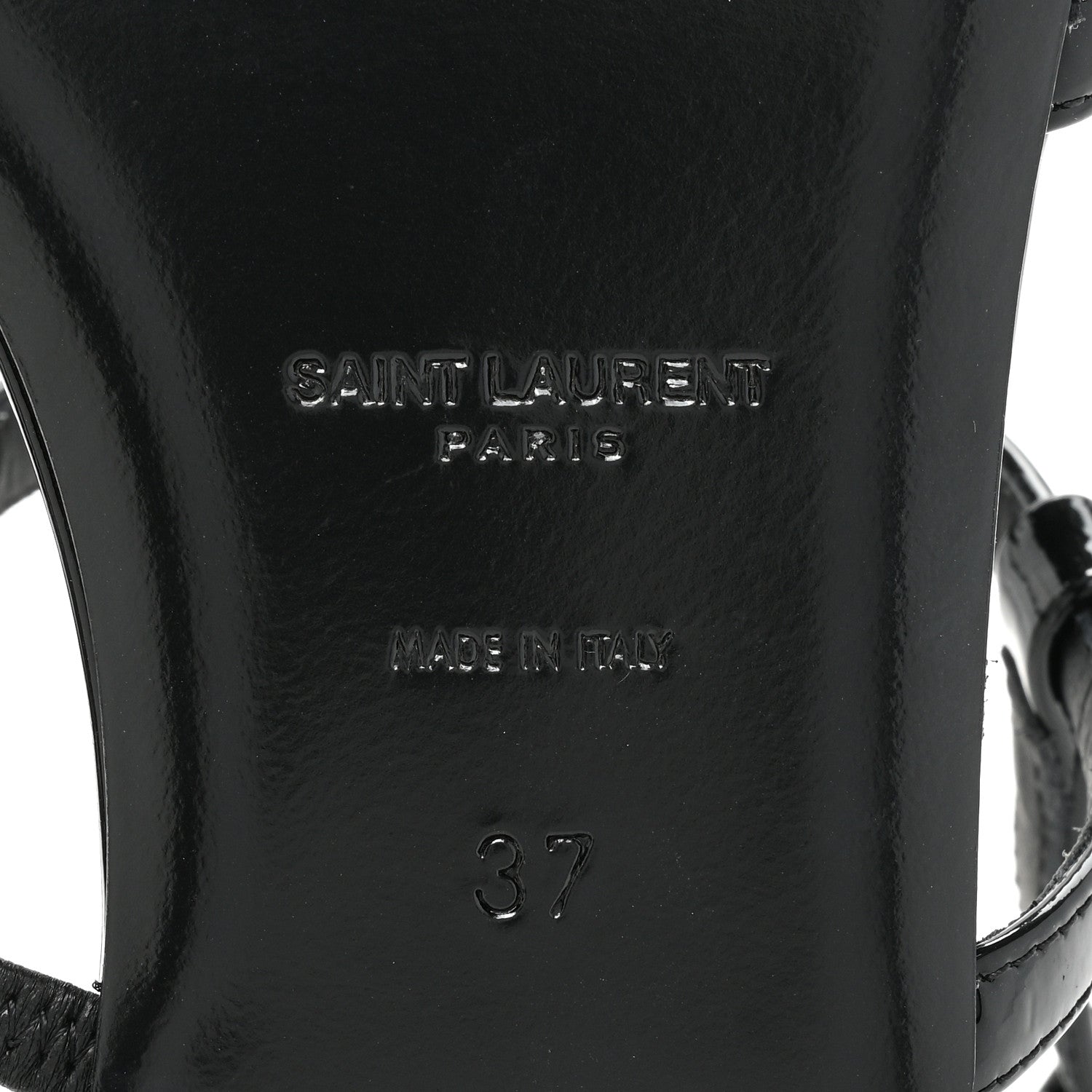 Saint Laurent Patent Calfskin Cassandra Monogram Sandals 37 Black 6 of 10