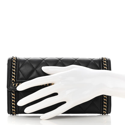 Chanel Calfskin Quilted Boy Chain Around Flap Wallet Black 2 of 10