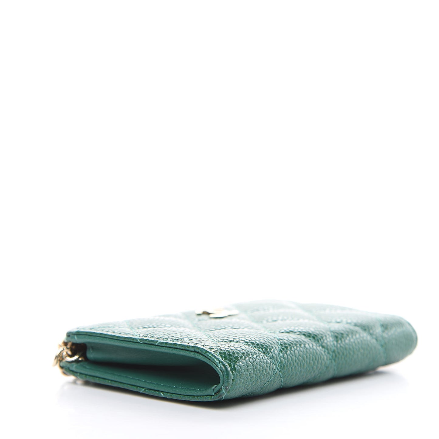 Metallic Caviar Quilted Key Holder Case Green