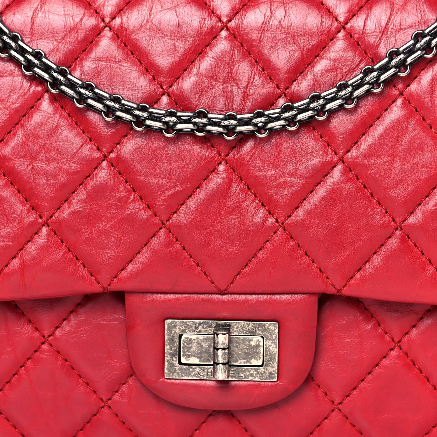 Chanel Aged Calfskin Quilted 2.55 Reissue 227 Flap Red 8 of 19