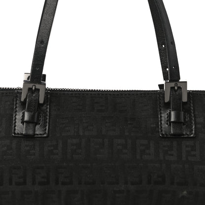 Fendi Zucchino Zip Top Tote Black 6 of 10