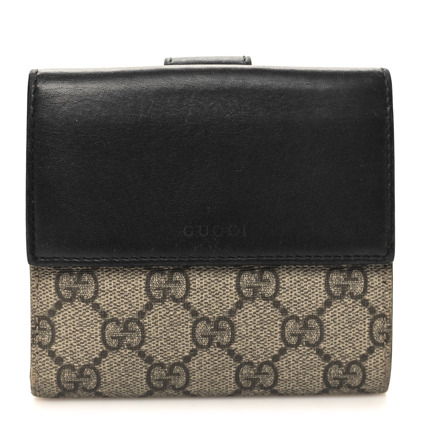 GG Supreme Monogram French Flap Wallet Black