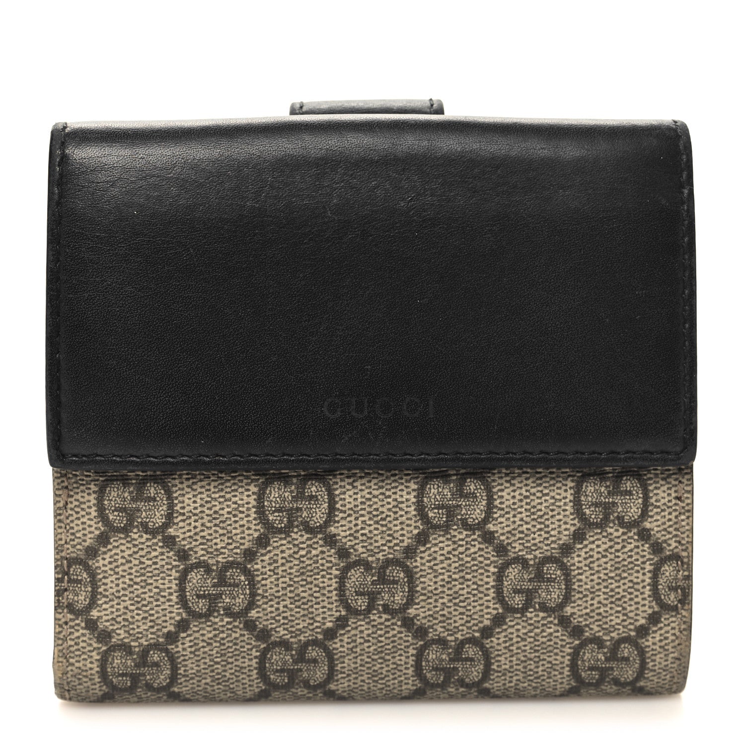 Gucci GG Supreme Monogram French Flap Wallet Black 1 of 11