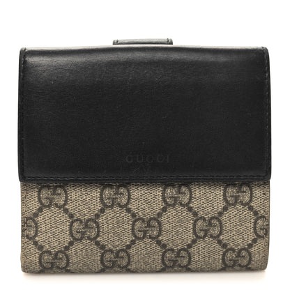 Gucci GG Supreme Monogram French Flap Wallet Black 1 of 11