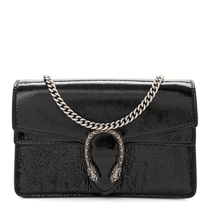 Gucci Crinkled Patent Super Mini Dionysus Shoulder Bag Black 1 of 11