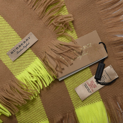 Burberry Wool Half Mega Check Fringe Scarf Neon Yellow 4 of 4