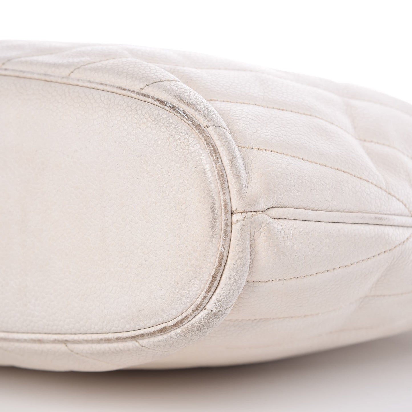 Caviar Chevron Quilted Shoulder Bag White