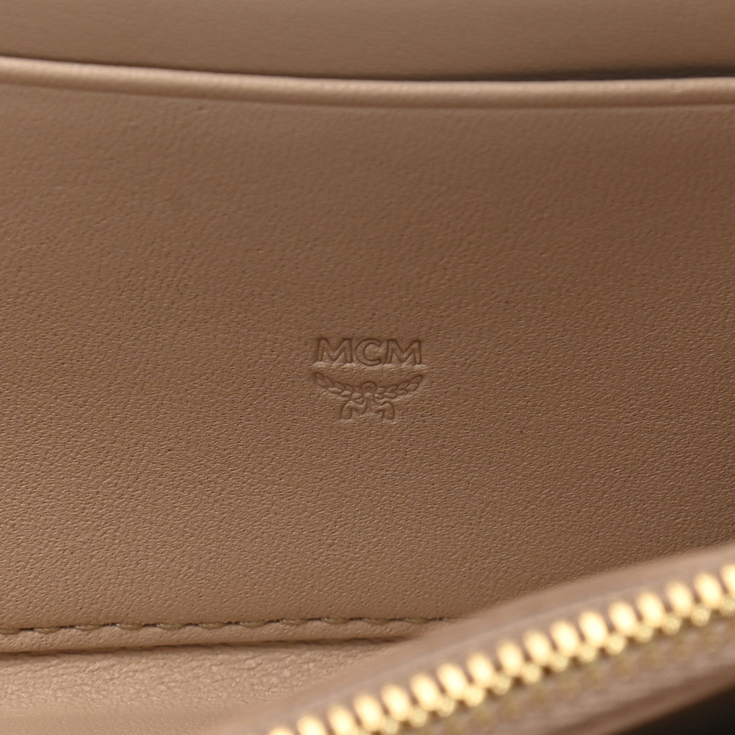 MCM Visetos Large Zip Around Wallet Beige 6 of 7
